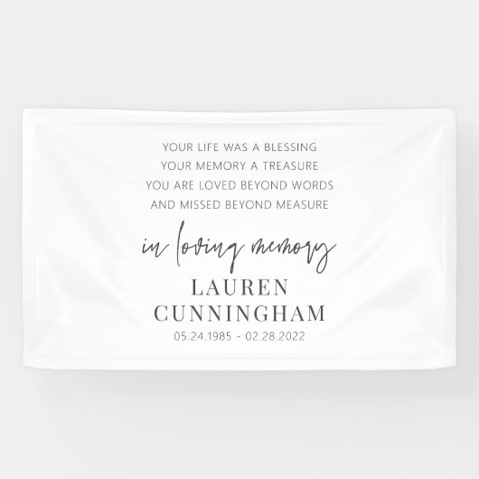 Memorial Modern Elegant Simple Chic Spandoek (Horizontaal)