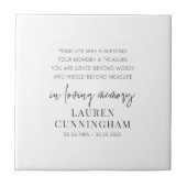 Memorial Modern Elegant Simple Chic Tegeltje (Voorkant)