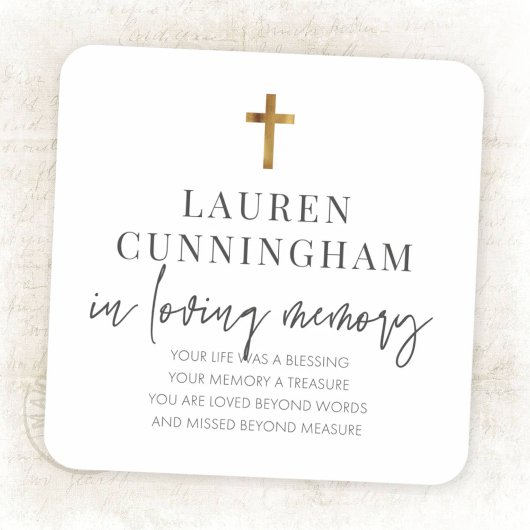 Memorial Modern Elegant Simple Cross Vierkante Sticker