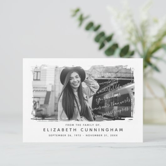 Memorial Modern en Simple Photo Lijst Bedankkaart (Staand voorkant)