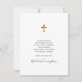 Memorial Modern  Faux Gold Cross Bedankkaart (Voorkant)