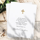 Memorial Modern  Faux Gold Cross Bedankkaart