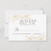 Memorial Modern Faux Gold Foliage Botanisch antwoo RSVP Kaartje (Voorkant)