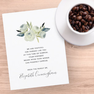 Memorial Modern Floral Flower Foliage Botanicals Bedankkaart