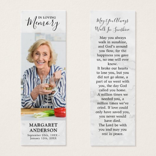 Memorial Modern Foto Prayer Kaart Funeral Bladwijz (Voorkant /achterkant)