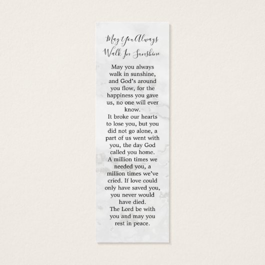 Memorial Modern Foto Prayer Kaart Funeral Bladwijz (Achterkant)