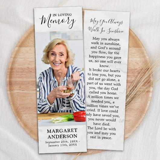 Memorial Modern Foto Prayer Kaart Funeral Bladwijz