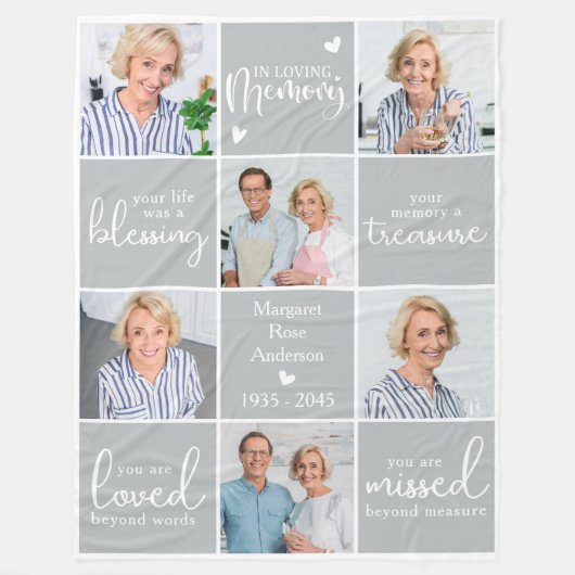 Memorial Modern gepersonaliseerd gedicht 6 Multi F Fleece Deken (Voorkant)