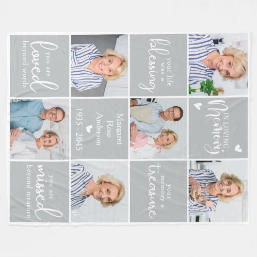 Memorial Modern gepersonaliseerd gedicht 6 Multi F Fleece Deken (Voorkant (Horizontaal))