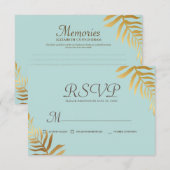 Memorial Modern Golden Foliage Botanical Reply RSVP Kaartje (Voorkant / Achterkant)