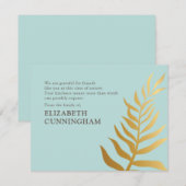 Memorial Modern Golden Foliage Botanicals Bedankkaart (Voorkant / Achterkant)