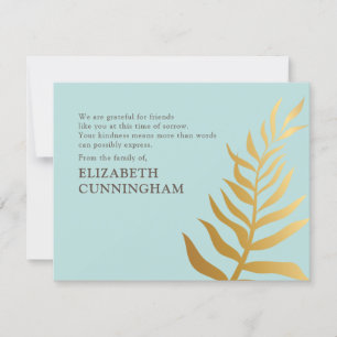 Memorial Modern Golden Foliage Botanicals Bedankkaart