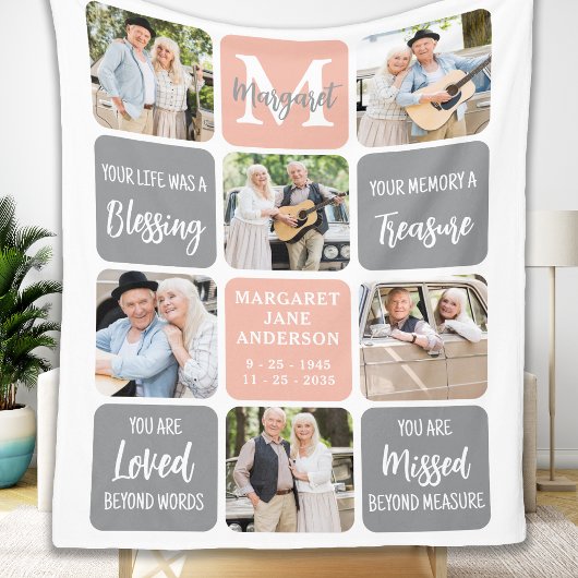 Memorial Modern Herdenkingsgeem Aangepast 6 Foto Fleece Deken