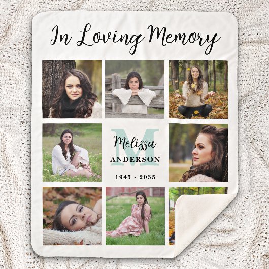 Memorial Modern in Loving Memory 8 Photo Collage Sherpa Deken