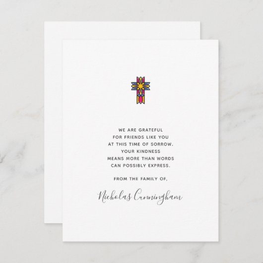 Memorial Modern  kleurrijk kruis Bedankkaart (Voorkant / Achterkant)
