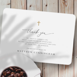 Memorial Modern Minimalist Cross in Loving Memory Bedankkaart