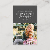 Memorial Modern minimalistisch chique fotogebed Visitekaartje (Voorkant)