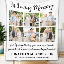 Memorial Modern Personalized 6 Afbeelding Herdenki Fleece Deken