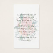 Memorial Modern Pink Floral Photo Prayer Card Visitekaartje (Achterkant)