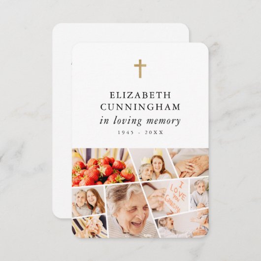 Memorial Modern Simple 9 foto's Gebed Bedankkaart (Voorkant / Achterkant)