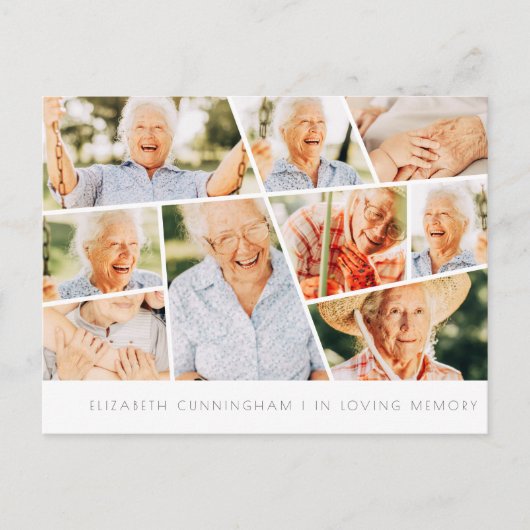 Memorial Modern Simple Chic 9 Photo Collage Briefkaart (Voorkant)