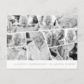 Memorial Modern Simple Chic 9 Photo Collage Briefkaart (Voorkant)