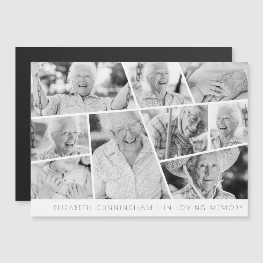 Memorial Modern Simple Chic 9 Photo Collage Card (Voorkant / Achterkant)