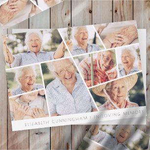 Memorial Modern Simple Chic 9 Photo Collage Card