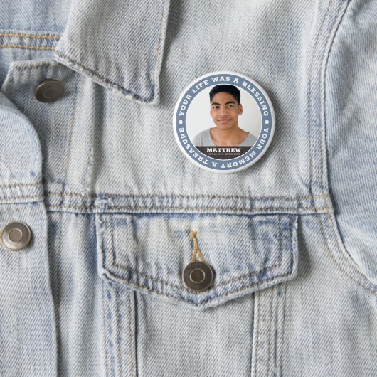 Memorial Modern Simple Custom Photo Keepomwille Ronde Button 5,7 Cm (In situ)