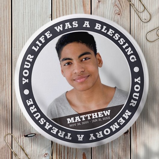 Memorial Modern Simple Custom Photo Keepomwille Ronde Button 5,7 Cm