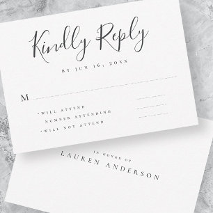 Memorial Modern Simple Elegant Chic Typography RSVP Kaartje
