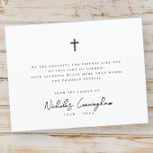 Memorial Modern Simple Elegant Cross Black & White Bedankkaart