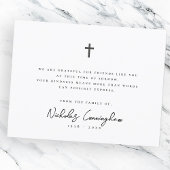 Memorial Modern Simple Elegant Cross Black & White Bedankkaart