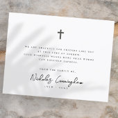 Memorial Modern Simple Elegant Cross Black & White Bedankkaart