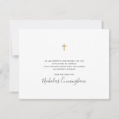 Memorial Modern Simple Faux Gold Cross Bedankkaart (Voorkant)