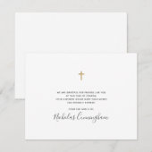 Memorial Modern Simple Faux Gold Cross Bedankkaart (Voorkant / Achterkant)