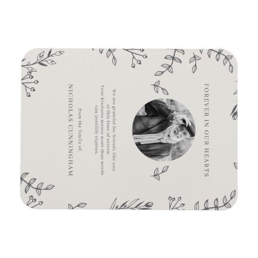 Memorial Modern Simple Foliage Botanical Bedankt Magneet (Horizontaal)