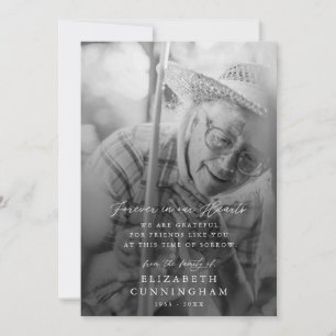 Memorial Modern Simple Forever in ons hart Foto Bedankkaart