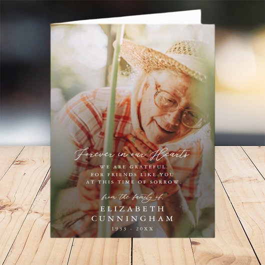 Memorial Modern Simple Forever in ons hart Foto Bedankkaart