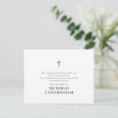 Memorial Modern Simple Gold Cross Bedankkaart (Staand voorkant)