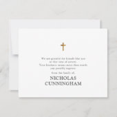Memorial Modern Simple Gold Cross Bedankkaart (Voorkant)