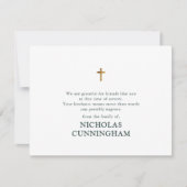 Memorial Modern Simple Gold Cross Bedankkaart (Voorkant)