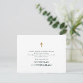 Memorial Modern Simple Gold Cross Bedankkaart (Staand voorkant)