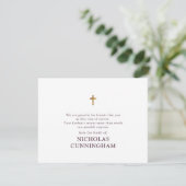 Memorial Modern Simple Gold Cross Bedankkaart (Staand voorkant)