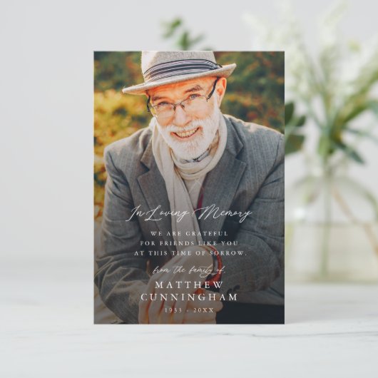 Memorial modern Simple in Loving Memory Photo Bedankkaart (Staand voorkant)