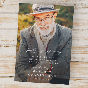 Memorial modern Simple in Loving Memory Photo Bedankkaart