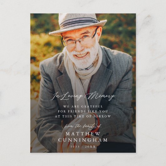 Memorial modern Simple in Loving Memory Photo Briefkaart (Voorkant)