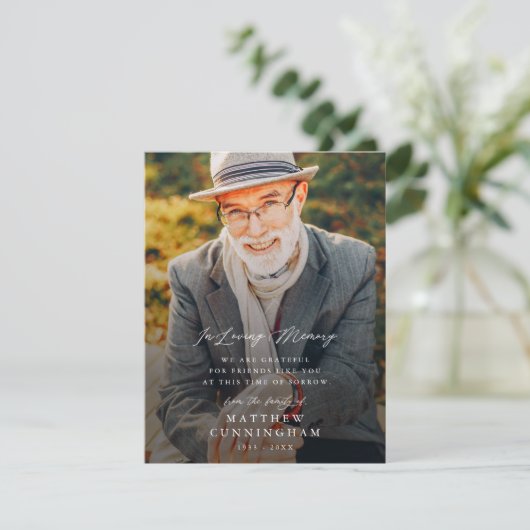 Memorial Modern Simple in Loving Memory Photo Card (Staand voorkant)