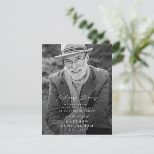 Memorial Modern Simple in Loving Memory Photo Card (Staand voorkant)
