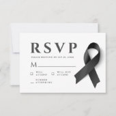 Memorial Modern Simple Memories Black Ribbon RSVP Kaartje (Voorkant)